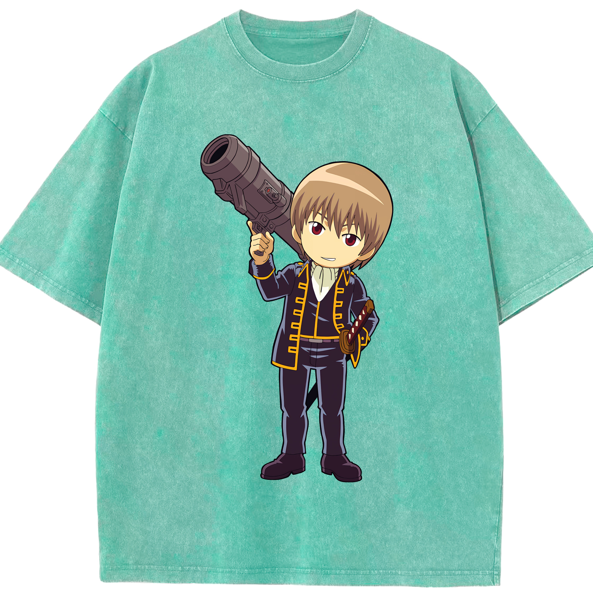 （画像用） ぎんたま 坂田銀時（さかたぎんとき） 神楽 志村新八（しむら しんぱち） GINTAMA Sakata Gintoki Kagura Shimura Shinpachi 綿100% ヴィンテージ風 半袖Tシャツ（フロントプリント）